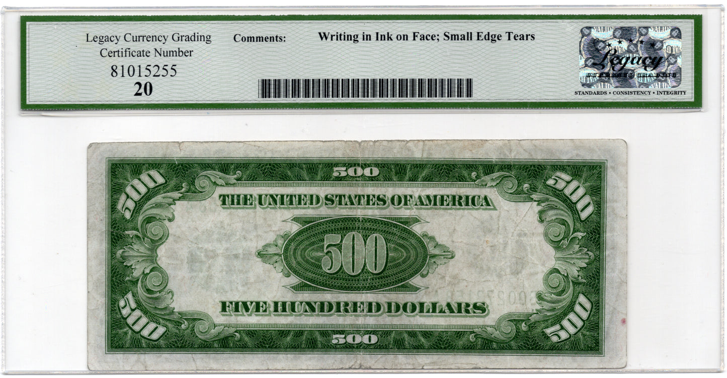FR 2202M-B 1934A $500 FRN MULE NEW YORK