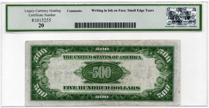 FR 2202M-B 1934A $500 FRN MULE NEW YORK