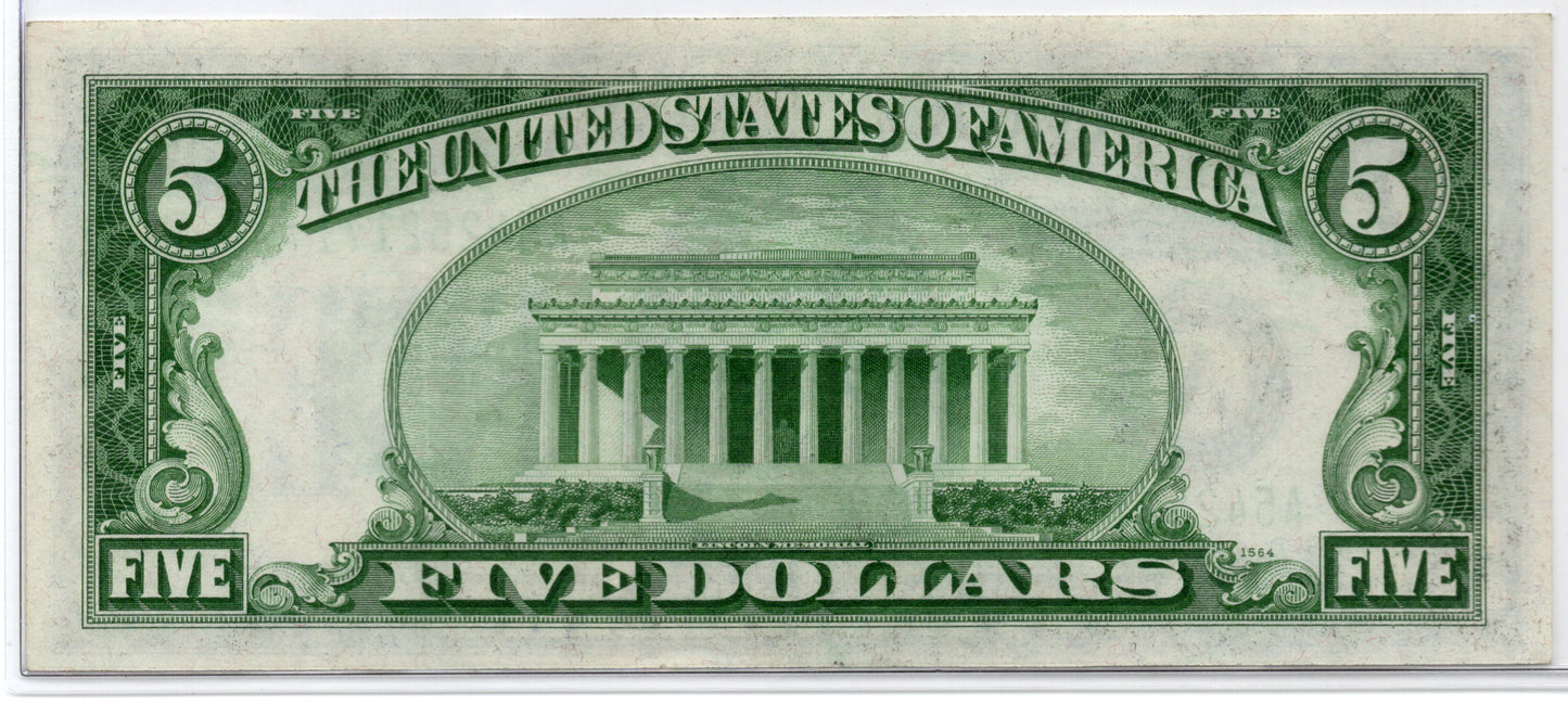 1934B $5 Federal Reserve Note Boston
