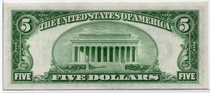 1934B $5 Federal Reserve Note Boston