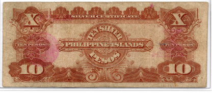 Philippines 1912 10 Pesos Silver Certificarte