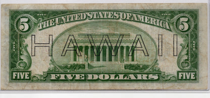 FR 2302 1934A $5 Hawaii Emergency Issue