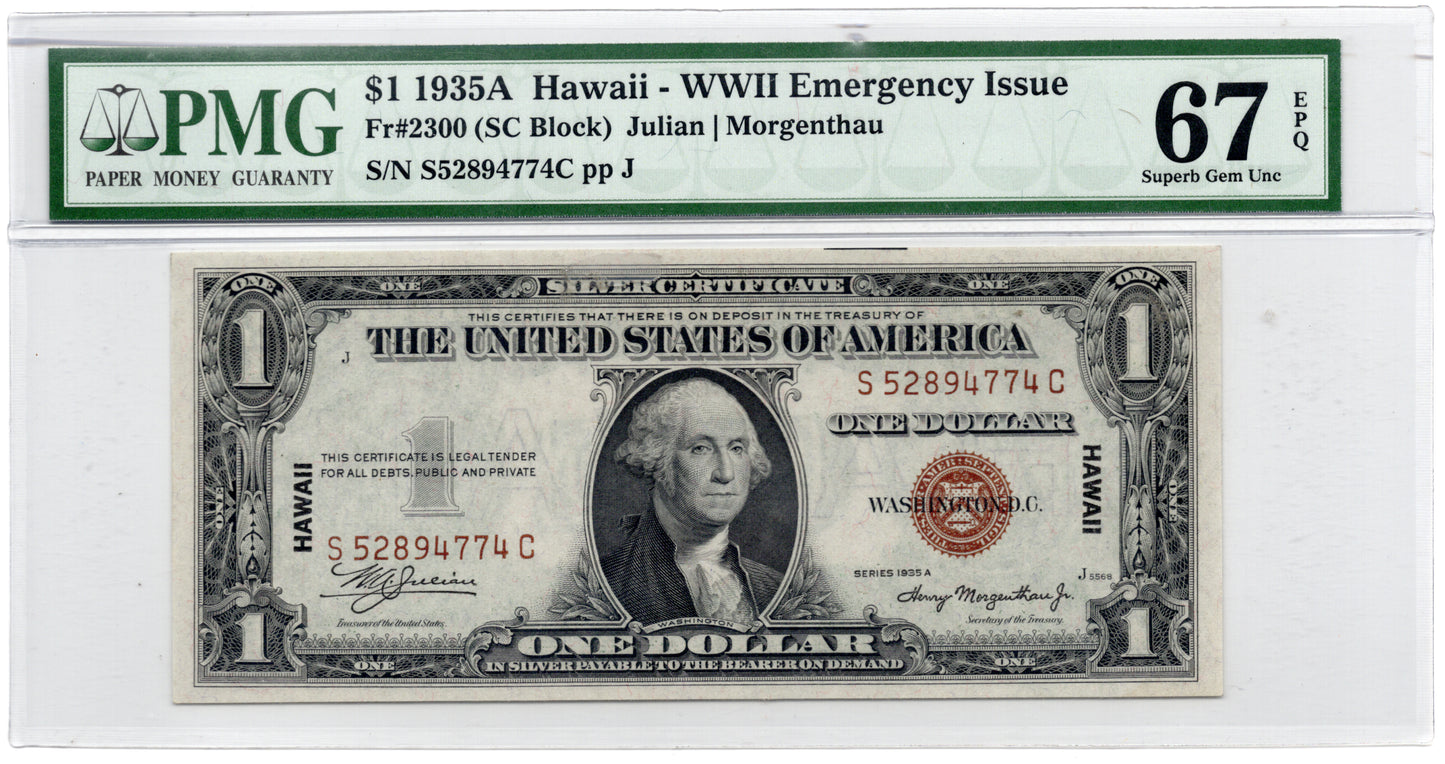 FR 2300 1935A $1 Hawaii WWII Emergency Issue