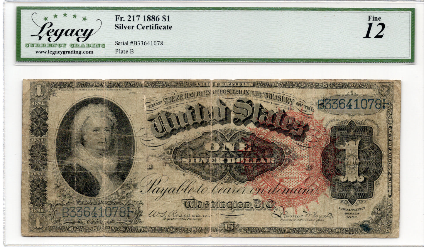 FR 217 1886 $1 Silver Certificate