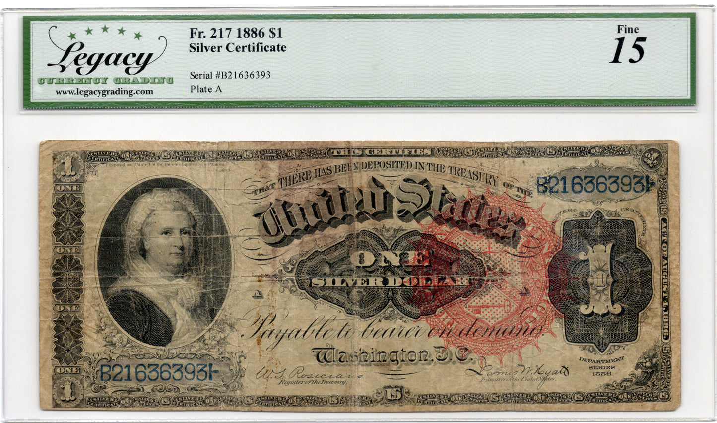 FR 217 1886 $1 Silver Certificate