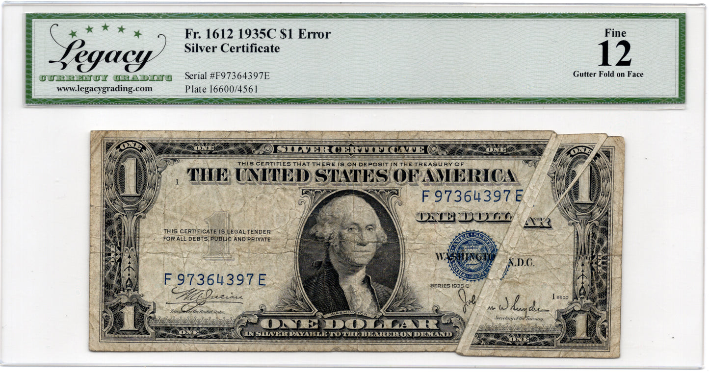 FR 1610 1935C $1 Silver Certificate
