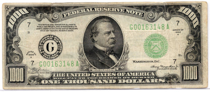FR 2211-G 1934A $1000 Federal Reserve Note