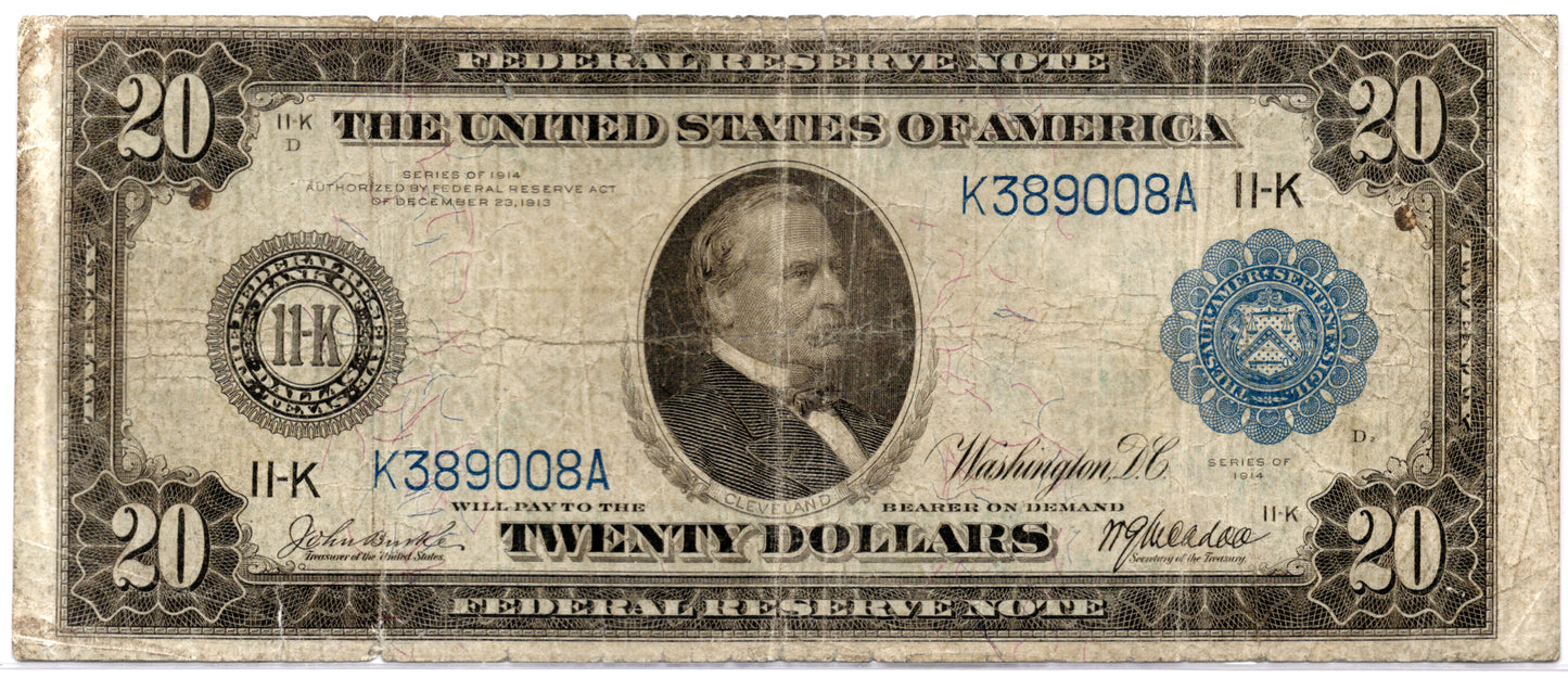 1914 $20 Federal Reserve Note DALLAS