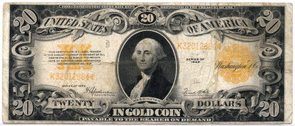 FR 1187 1922 $20 Gold Certificate