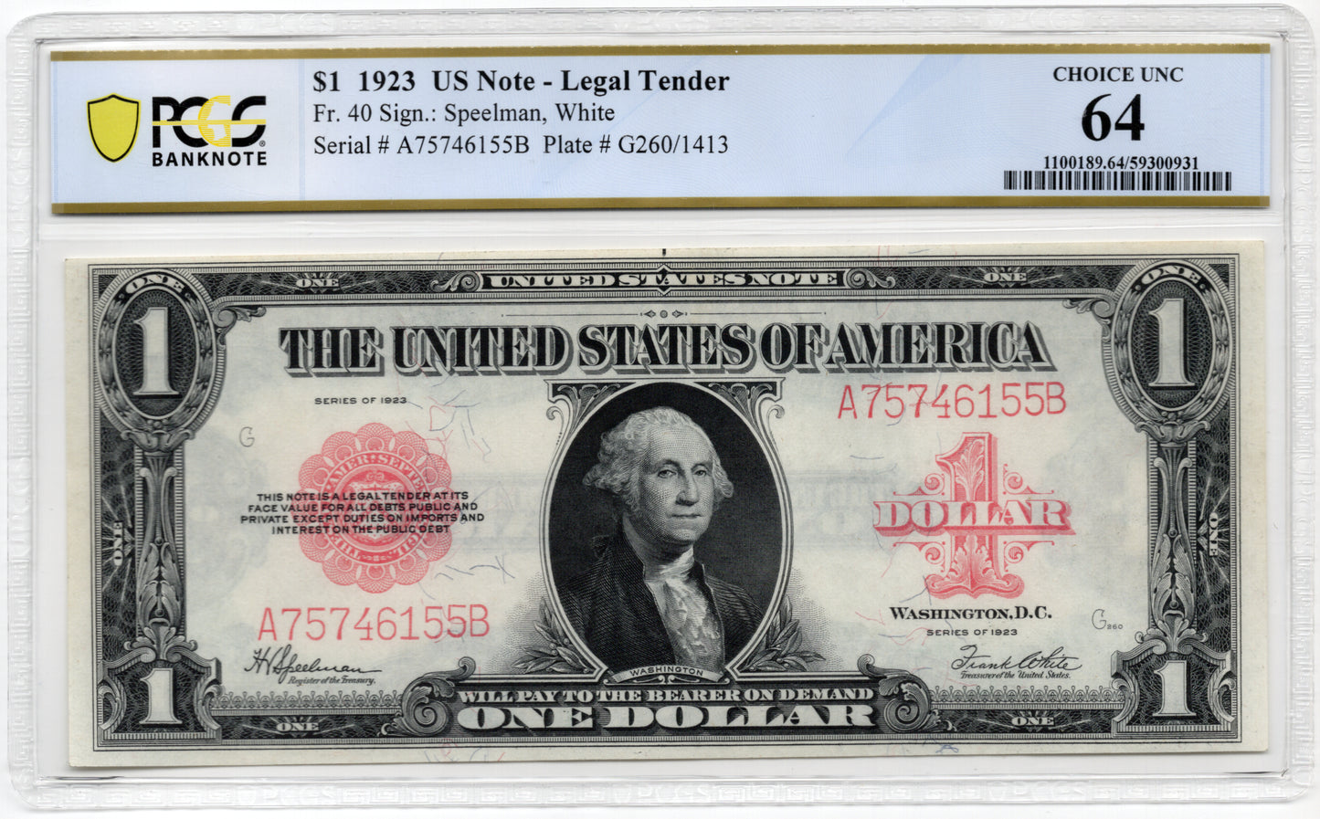 FR 40 1923 $1 Legal Tender