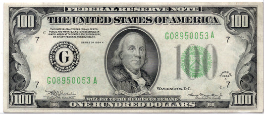 FR 2153-G 1934A $100 Federal Reserve Note Chicago