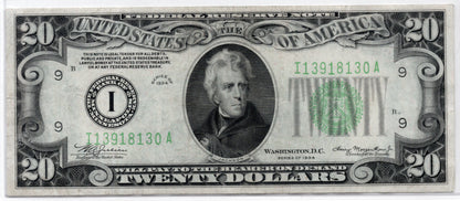 1934 $20 Federal Reserve Note Minneapolis