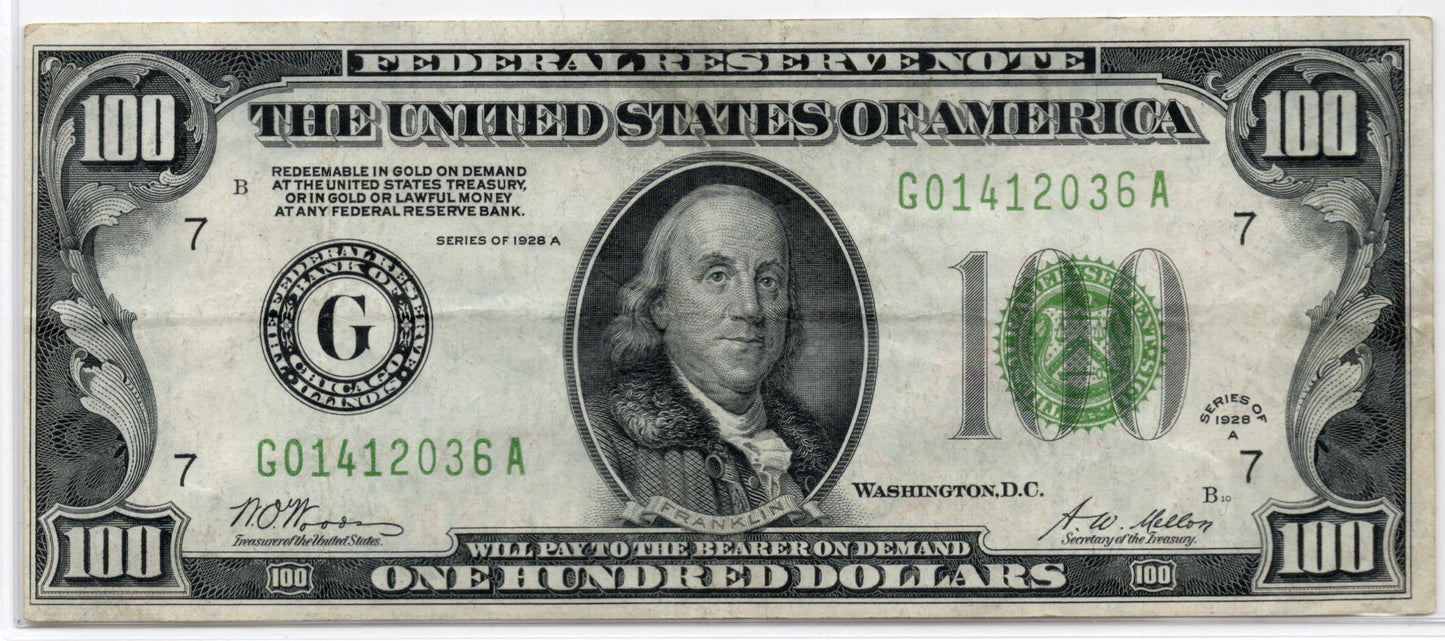 FR 2151-G 1928A $100 Federal Reserve Note CHICAGO