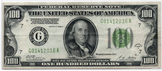 FR 2151-G 1928A $100 Federal Reserve Note CHICAGO
