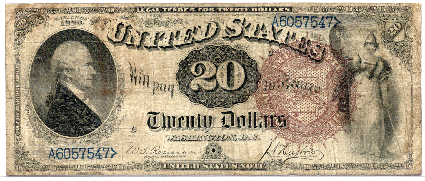FR 138 1880 $20 Legal Tender SCARCE