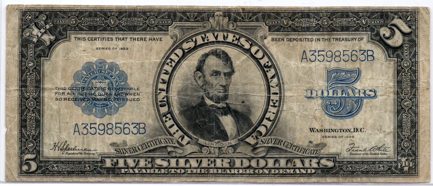 FR 282 1923 $5 Silver Certificate