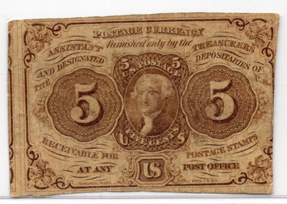 1860s 5c First Issue Fractional Currency Miscut from Uncut sheet