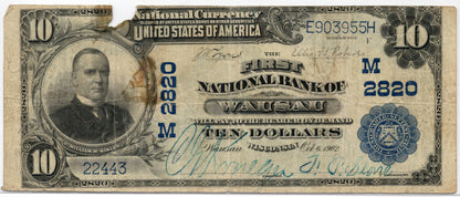 1902 $10 First NB of Wausau Wisconsin CH# 2820