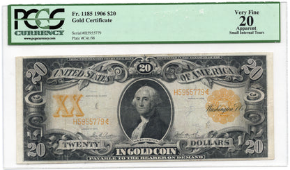 FR 1185 1906 $20 Gold Certificate