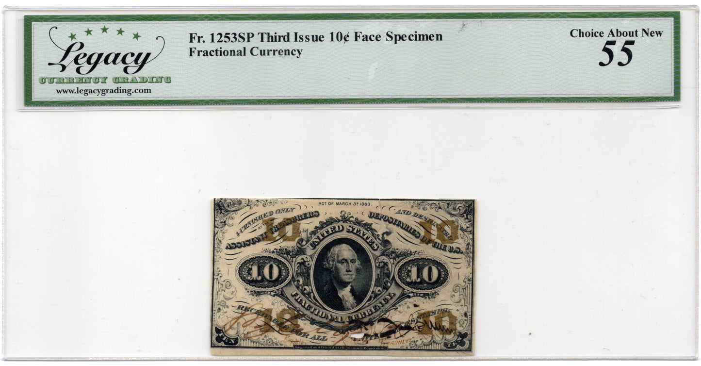 FR 1253SP Third Issue 10 cents Fractional Currency SPECIMEN