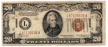 FR 2305 1934A $20 Hawaii WWII Emergency Issue