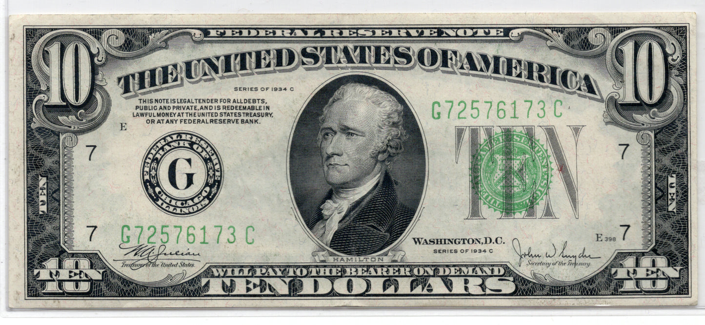 1934C $10 Federal Reserve Note CHICAGO