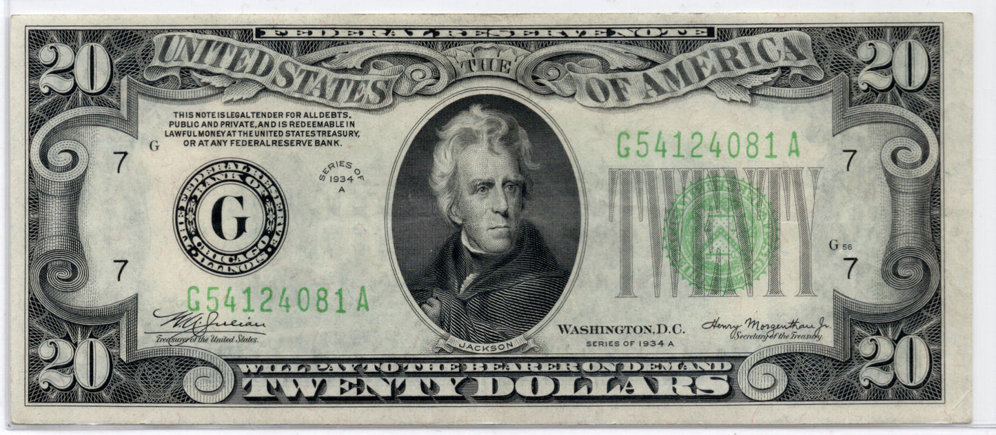 1934A $20 Federal Reserve Note Chicago