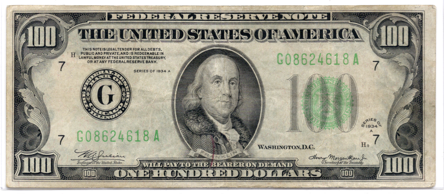 1934A $100 Federal Reserve Note Chicago
