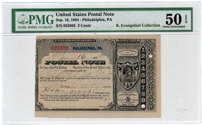 1884 2 Cents United States Postal Note September 16 1884