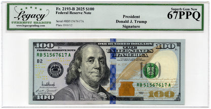 2025 $100 FRN PRESIDENT DONALD J. TRUMP SIGNATURE