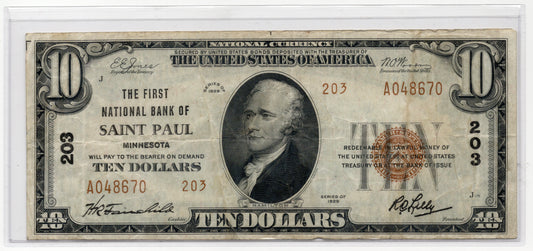 1929 $10 NB of Saint Paul Minnesota CH# 203