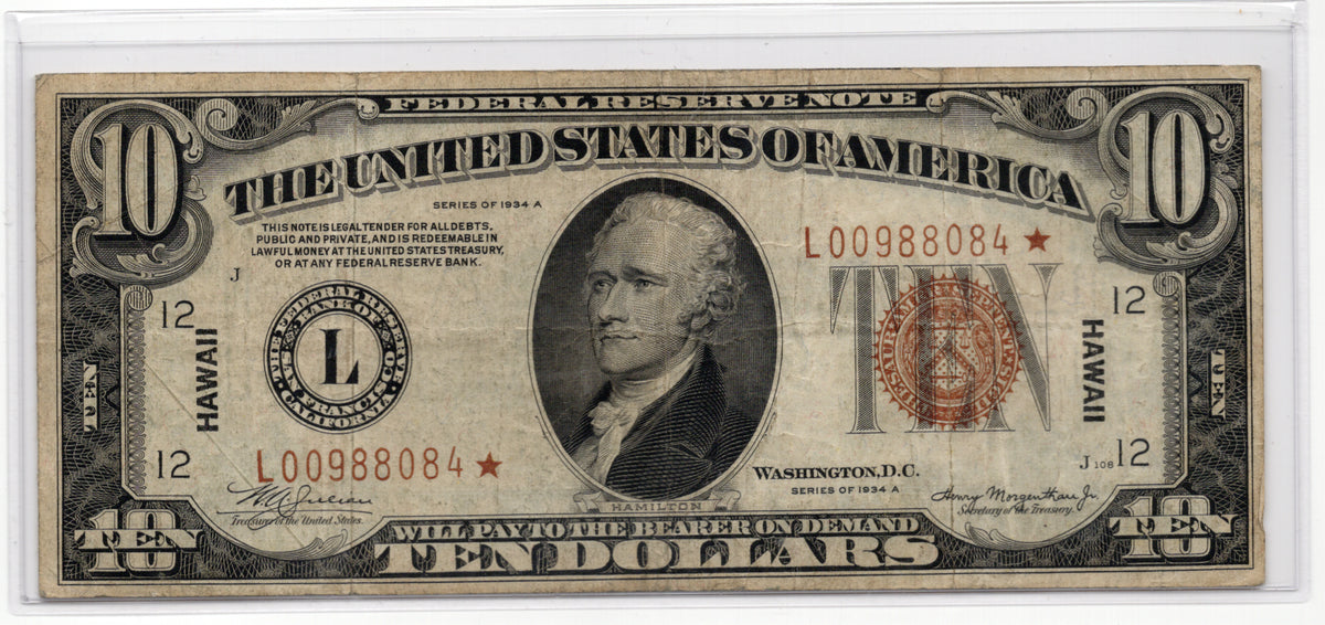 FR 2303* 1934A $10 Hawaii WWII Emergency Issue STAR