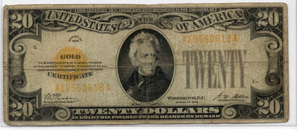 FR 2402 1928 $20 Gold Certificate