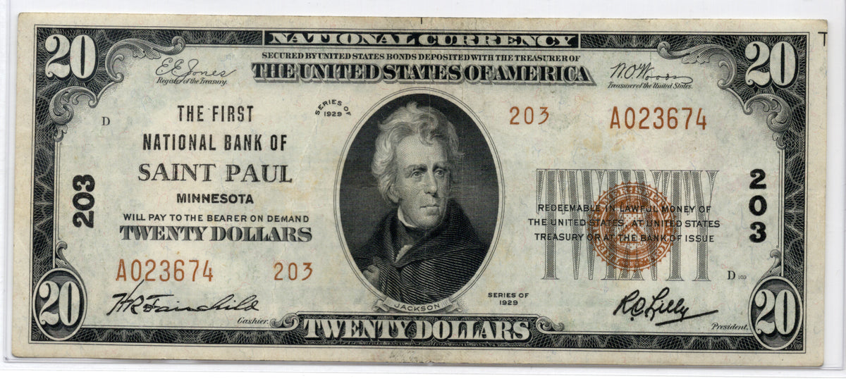 1929 $20 NB of Saint Paul Minnesota CH# 203