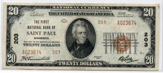 1929 $20 NB of Saint Paul Minnesota CH# 203