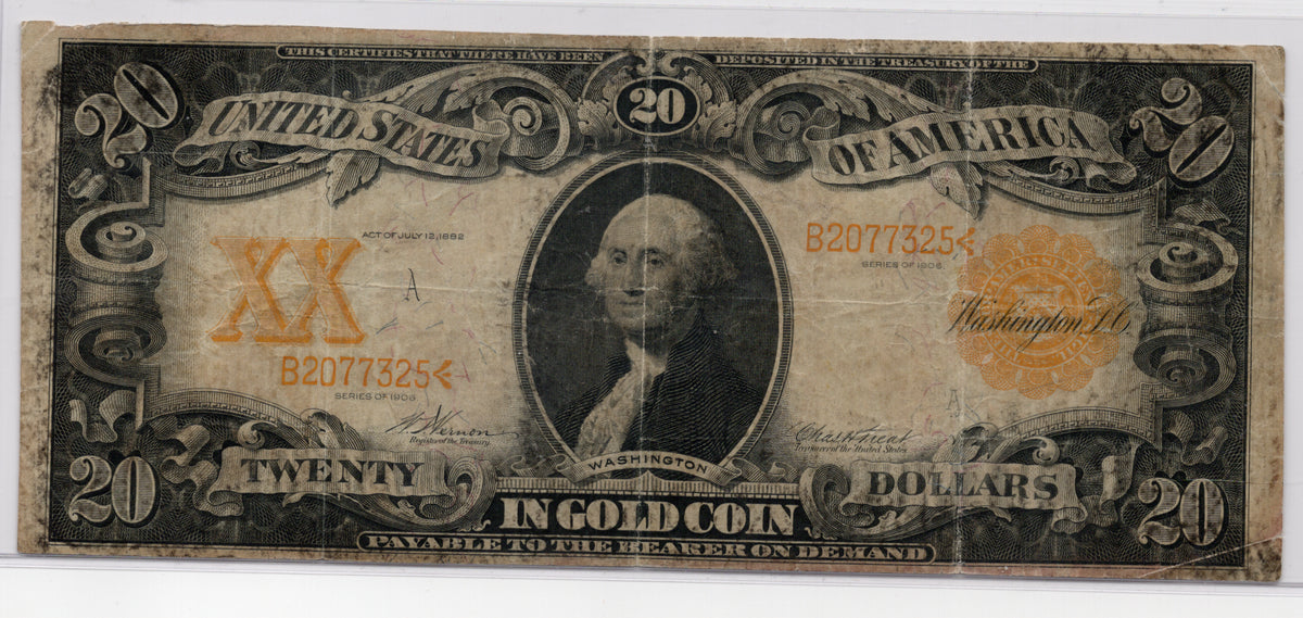 FR 1181 1906 $20 Gold Certificate