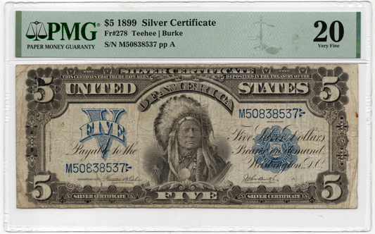 FR 278 1899 $5 Silver Certificate "Chief"