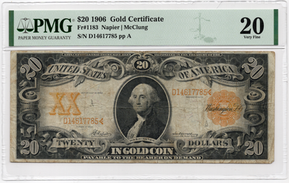 FR 1183 1906 $20 Gold Certificate