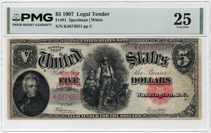 FR 91 1907 $5 Legal Tender