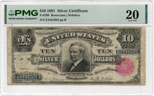 FR 298 1891 $10 Silver Certificate