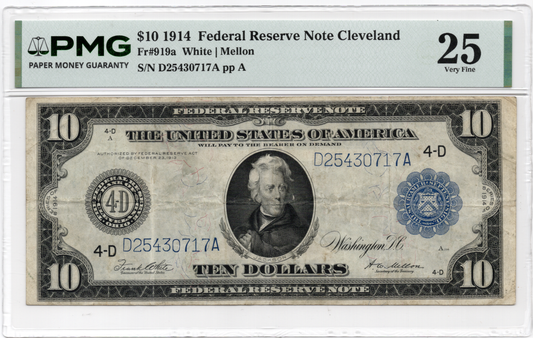 FR 919a 1914 $10 Federal Reserve Note Cleveland