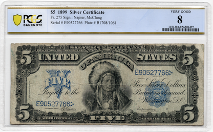 FR 275 1899 $5 Silver Certificate "Chief"