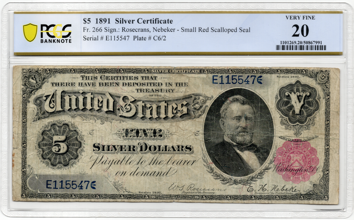 FR 266 1891 $5 Silver Certificate