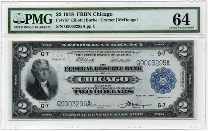 FR 767 1918 $2 FRBN Chicago "Battleship"