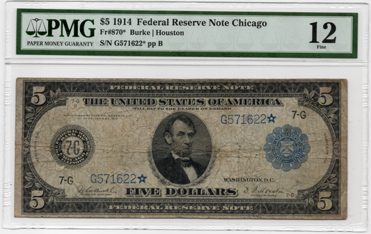 FR 870* 1914 $5 Federal Reserve Note Chicago STAR