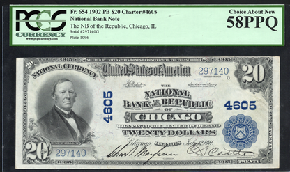 FR 654 1902 $20 National Bank of the Republic of Chicago, IL CH #4605