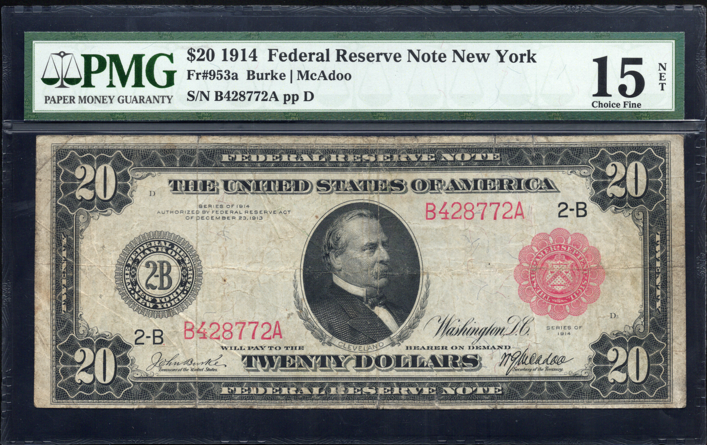 FR 953a 1914 $20 FRN New York RED SEAL SCARCE