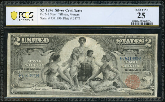 Fr 247 1896 $2 Silver Certificate Educational Series PCGS 25 VF