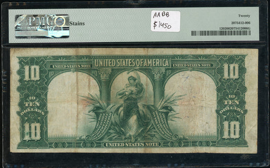 Fr 120 1901 $10 Legal Tender Bison PMG 20 VF