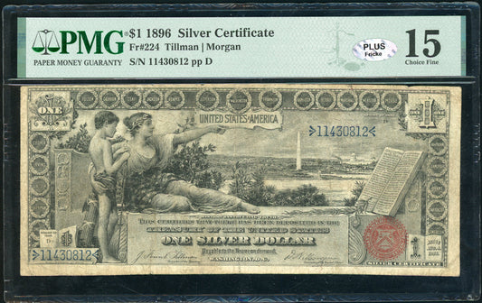 Fr 224 1896 $1 Silver Certificate PMG 15 Choice Fine